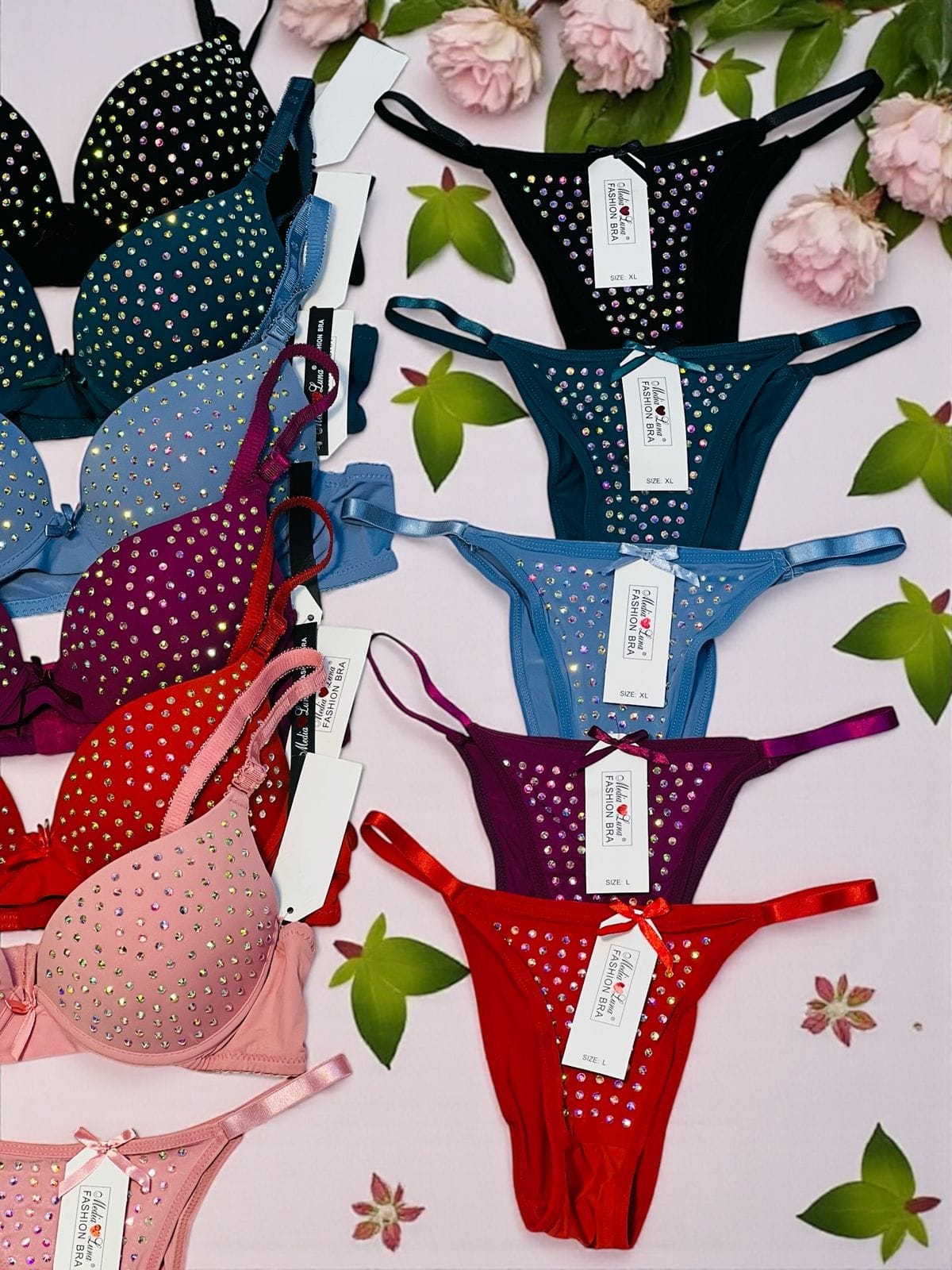 Embellished Paded Bra Set