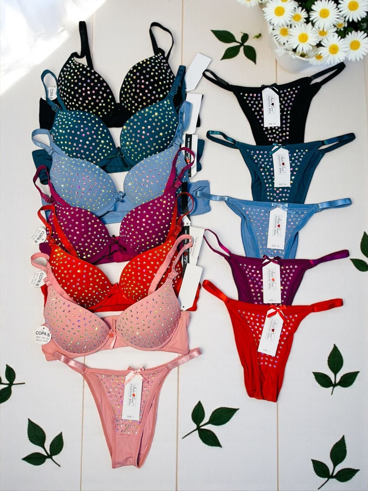 Embellished Paded Bra Set