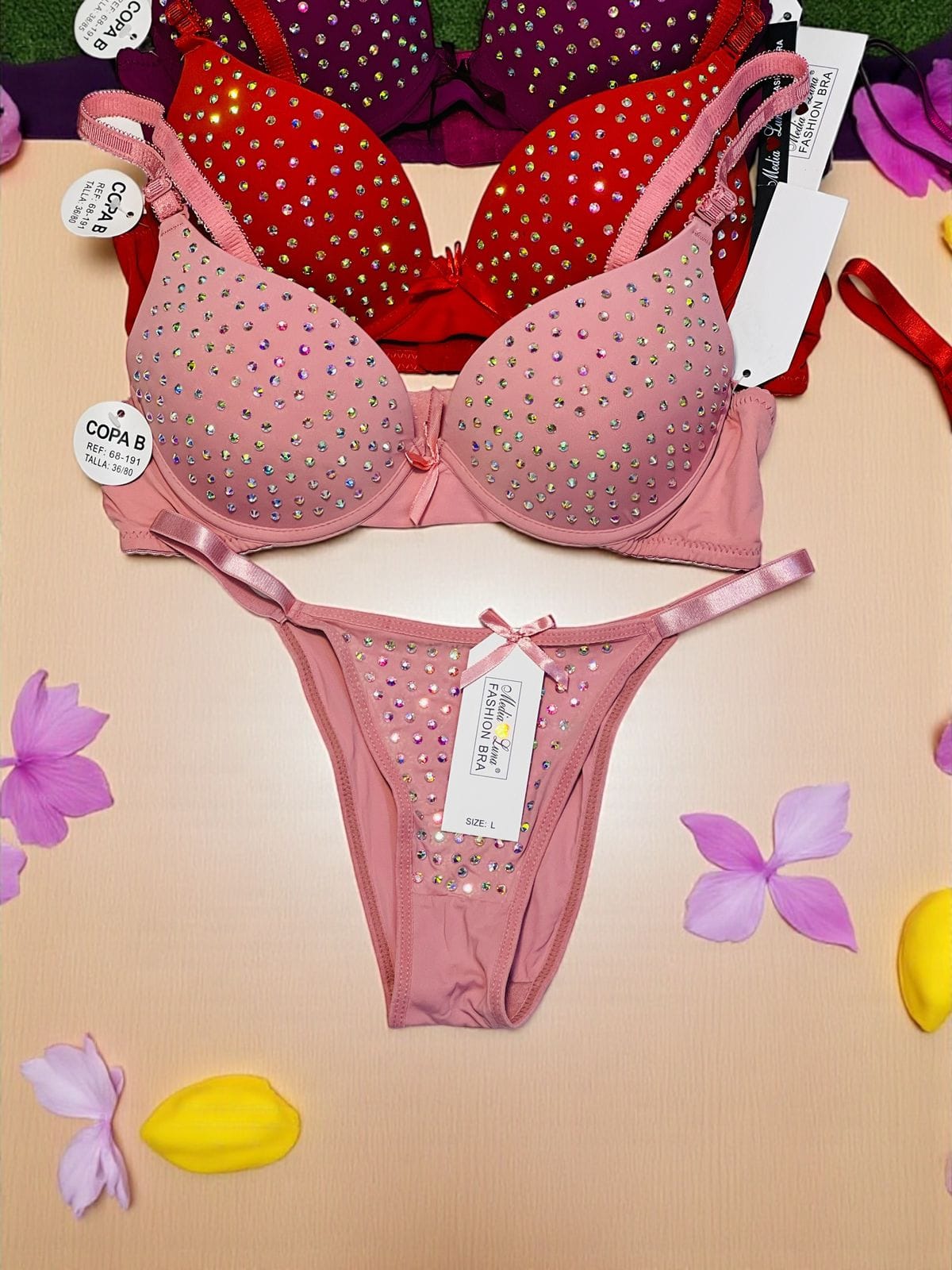 Embellished Paded Bra Set