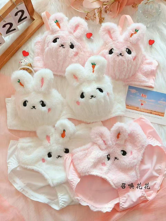 Fluffy Bunny Bra Set