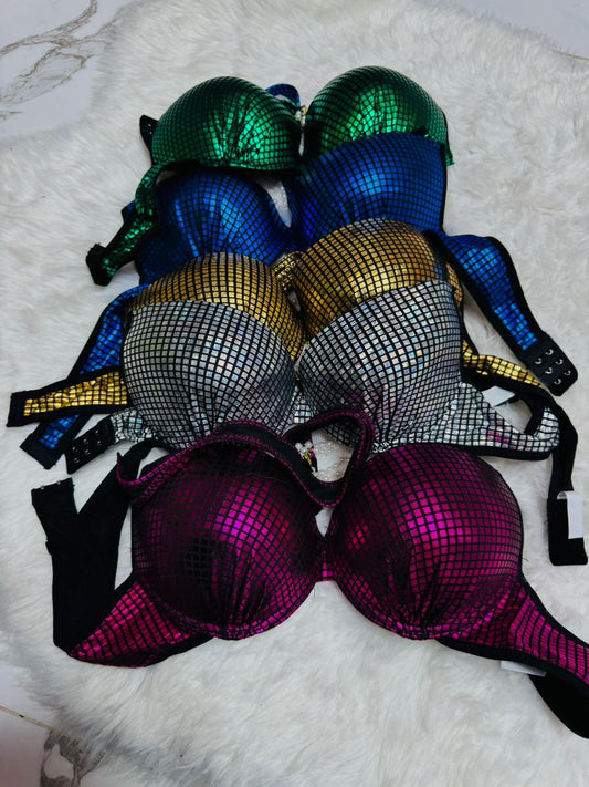Metallic Disco-Tile Push-Up Bra Set