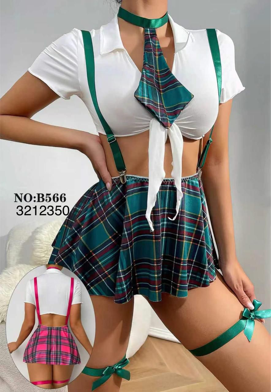 SEXY PLAID SCHOOL GIRL LINGERIE SET