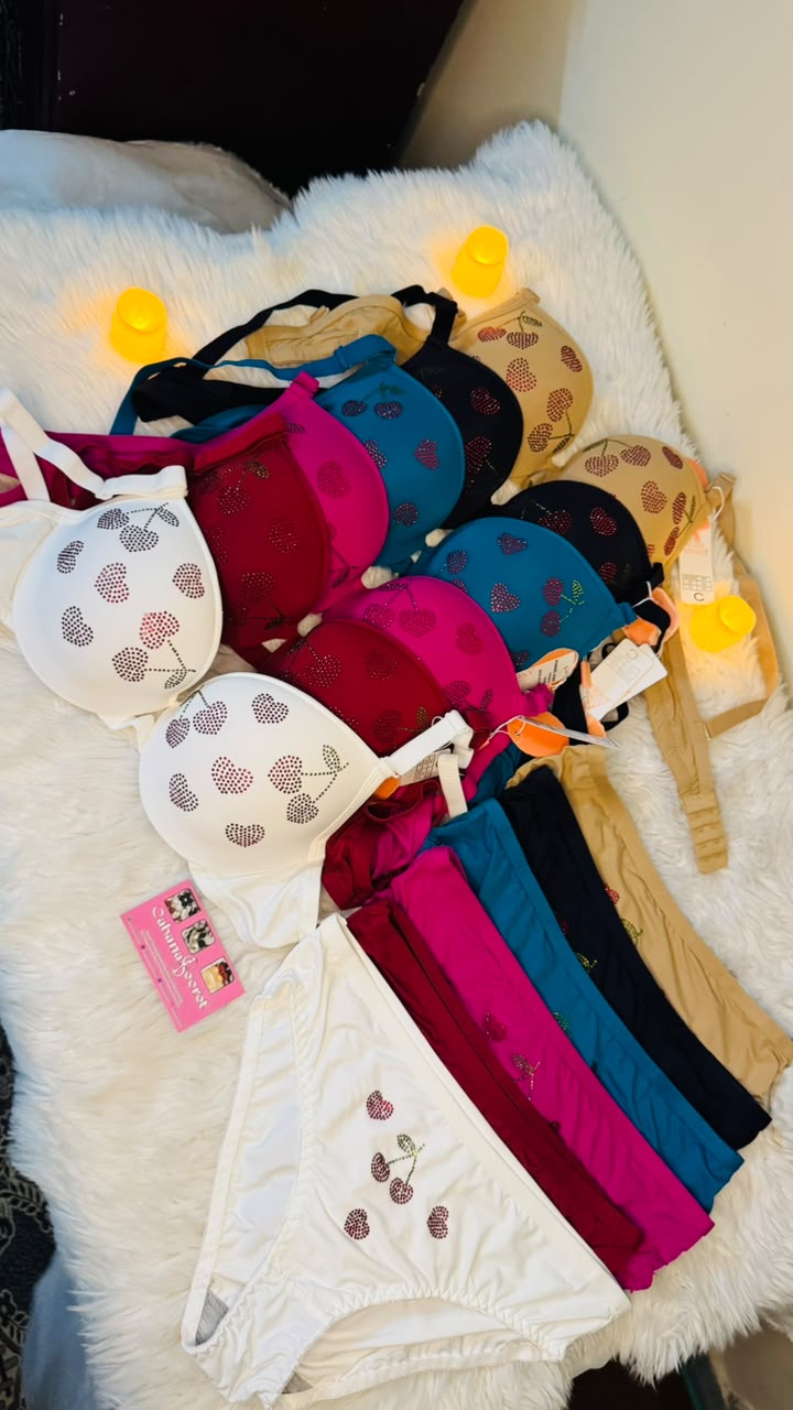 Premium Cherry Charm Bra Set