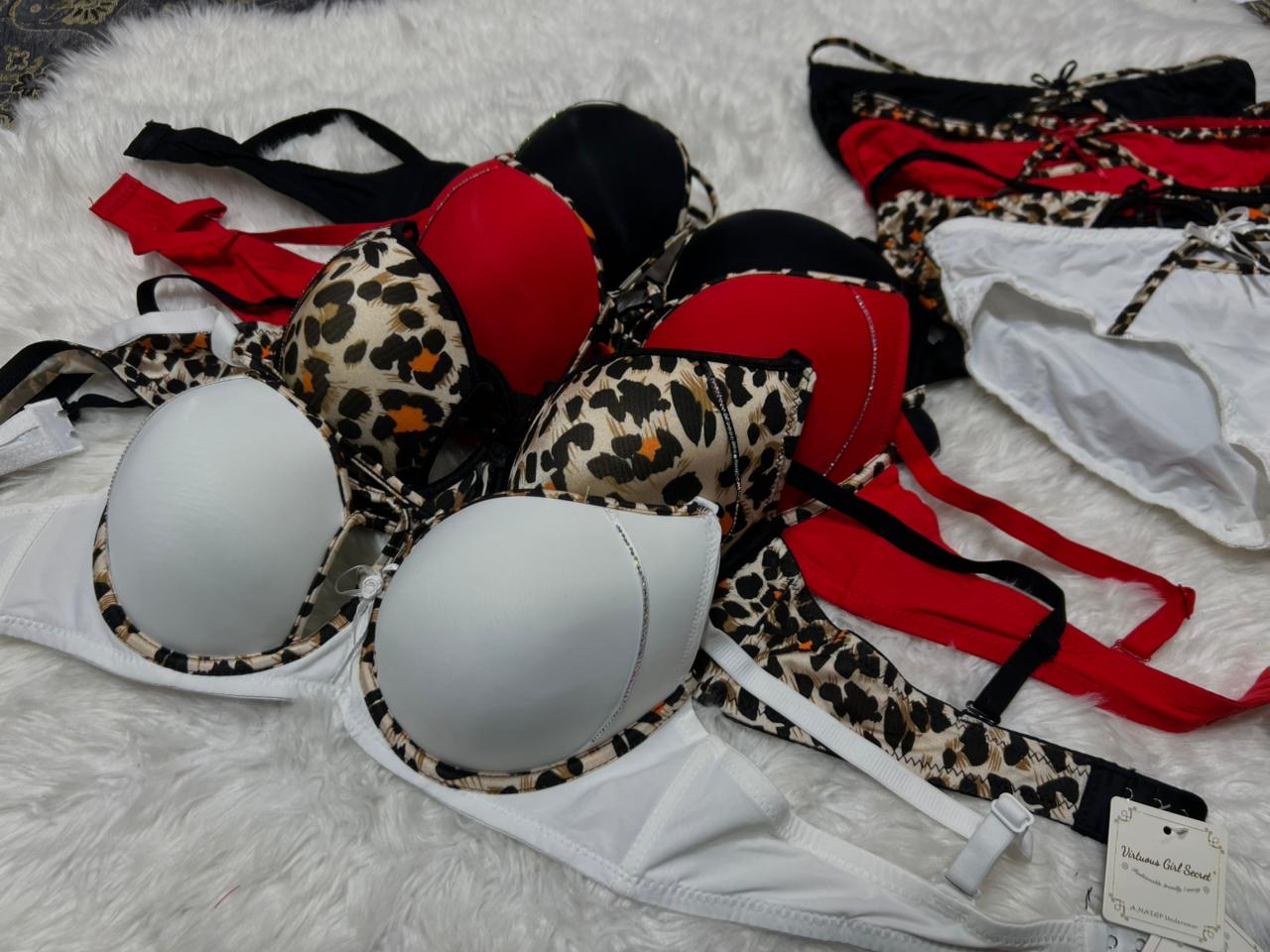 Leopard Strappy Push-Up Bra Set