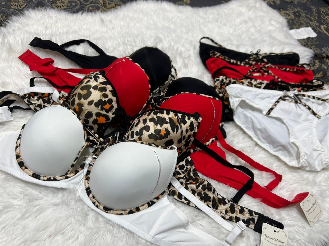 Leopard Strappy Push-Up Bra Set