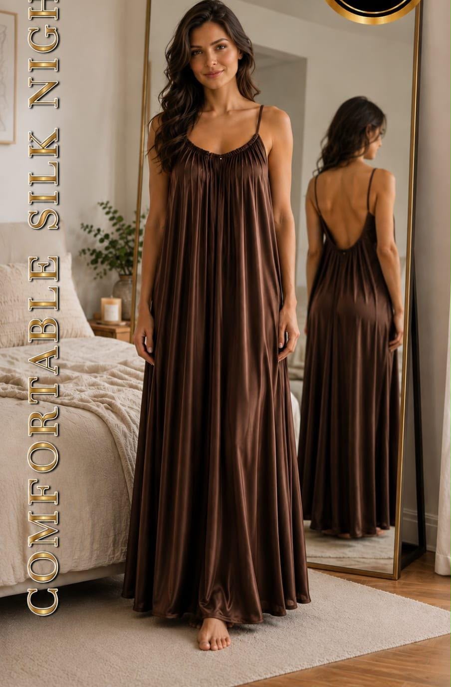Midnight Drape Low-Back Silk Maxi Gown