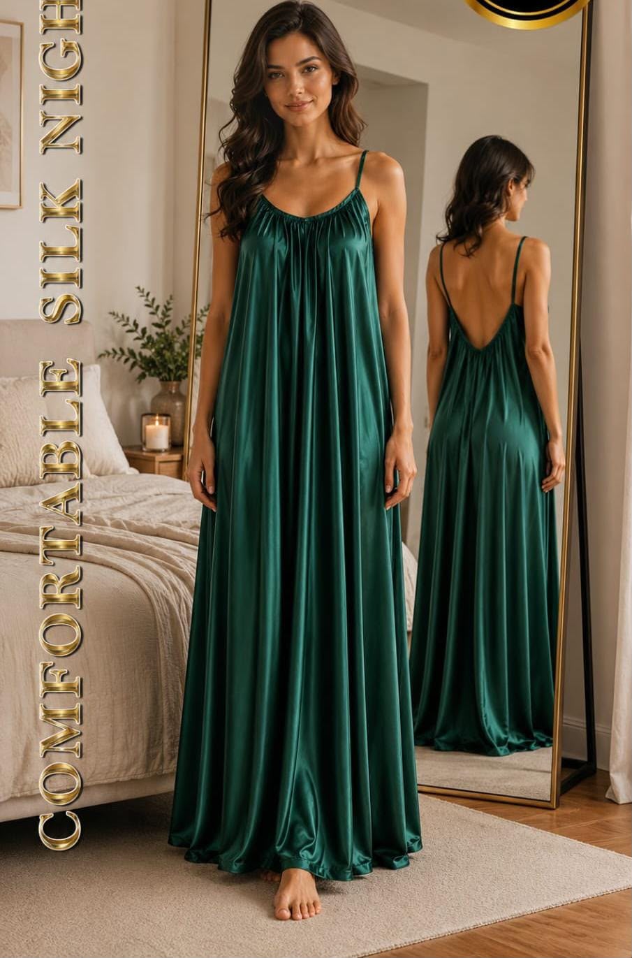 Midnight Drape Low-Back Silk Maxi Gown
