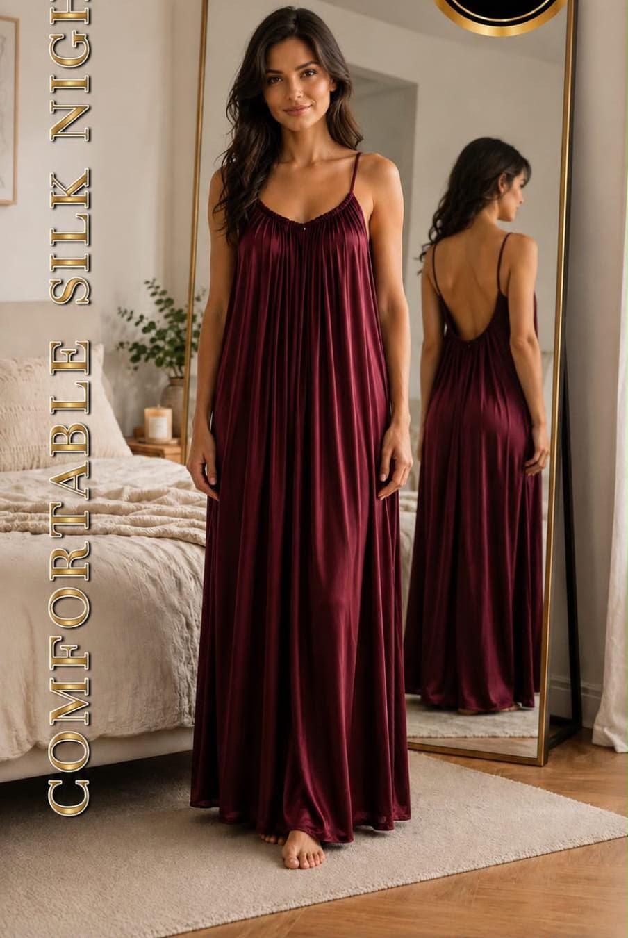Midnight Drape Low-Back Silk Maxi Gown
