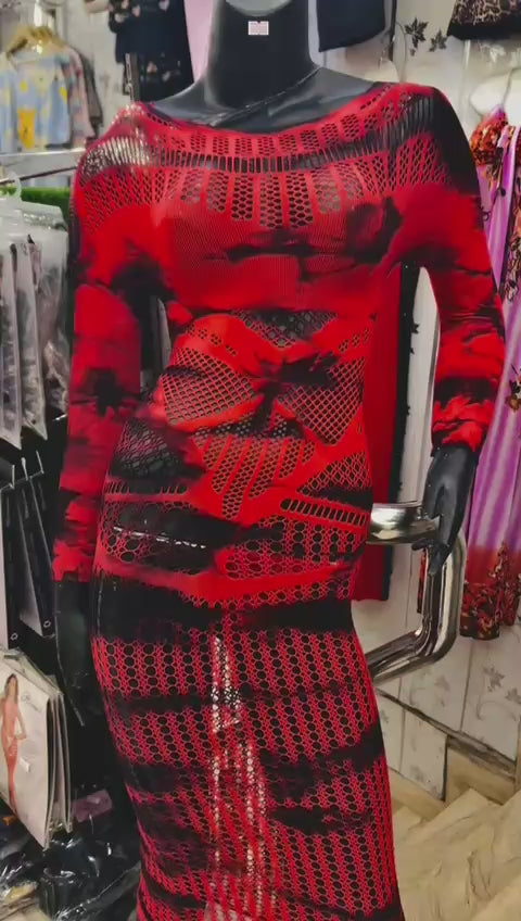MULTI SHADE RED BODY STOCKING