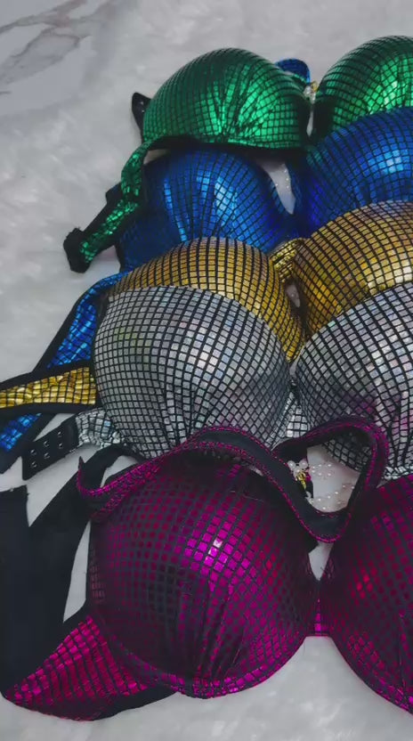 Metallic Disco-Tile Push-Up Bra Set
